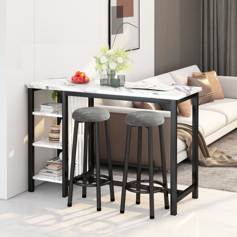 Mercedes 3 - Piece Counter Height Bar Table Set With 2 Upholstered Stools