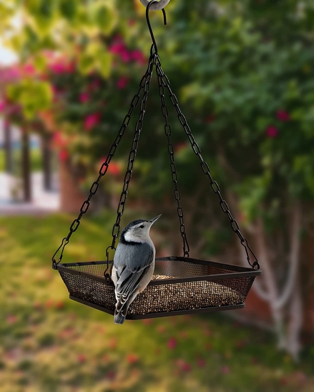 Metal Hanging Tray Bird Feeder