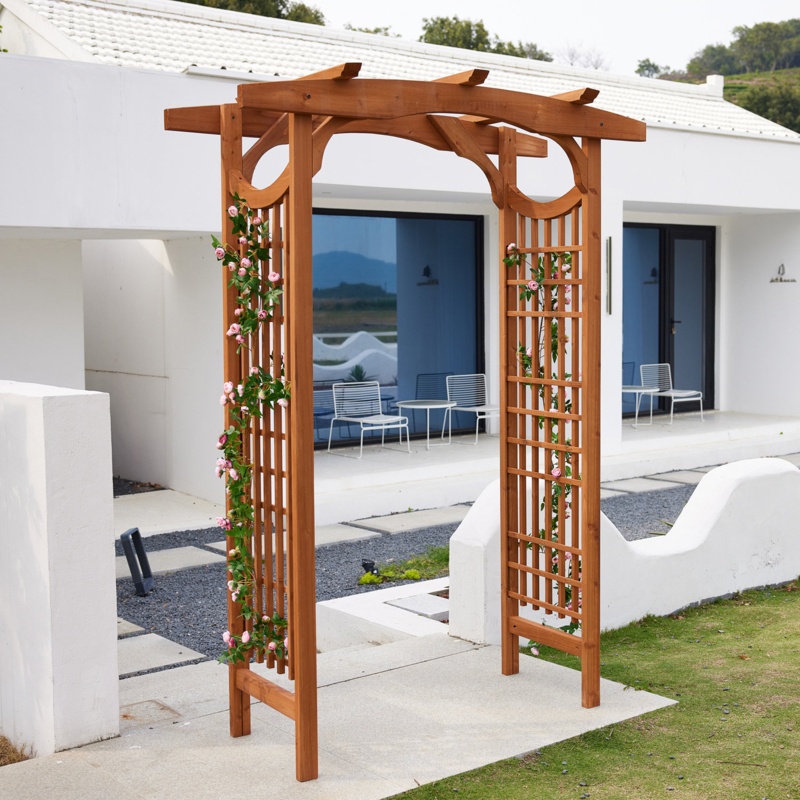 Minakumari 59" W x 30" D Garden Arch Arches Solid Wood Arbor Arbours