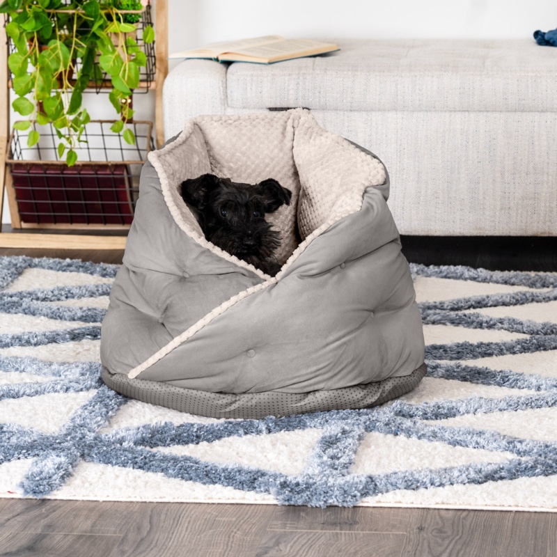 Minky Faux Fur & Velvet Calming Hug Bed