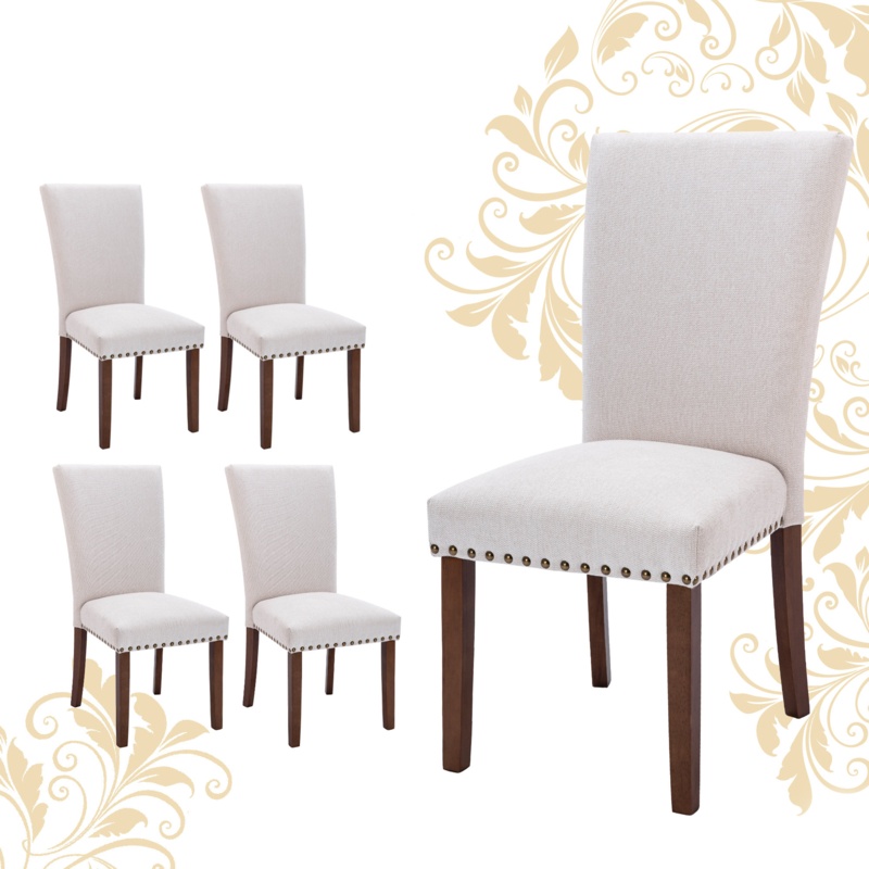 Modern Linen Linen Dining Room Parsons Chairs