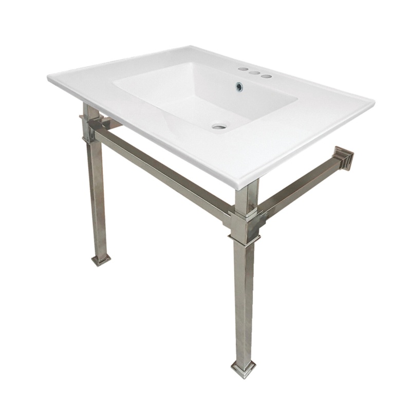 Monarch Ceramic Rectangular Console Bathroom Sink with Overflow