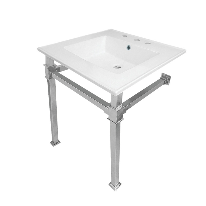Monarch Ceramic Rectangular Console Bathroom Sink with Overflow