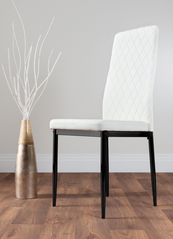Morgan Hatched Faux Leather Sleek Metal Leg Luxury Dining Chairs