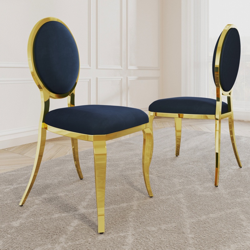 Moro Velvet Side Chair with Stainless Steel