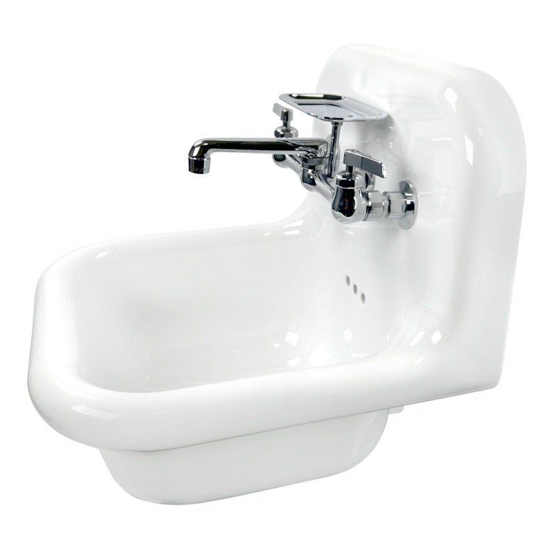 Nantucket Sinks 16.5''Fireclay Specialty Wall Mount Bathroom Sink with Faucet and Overflow