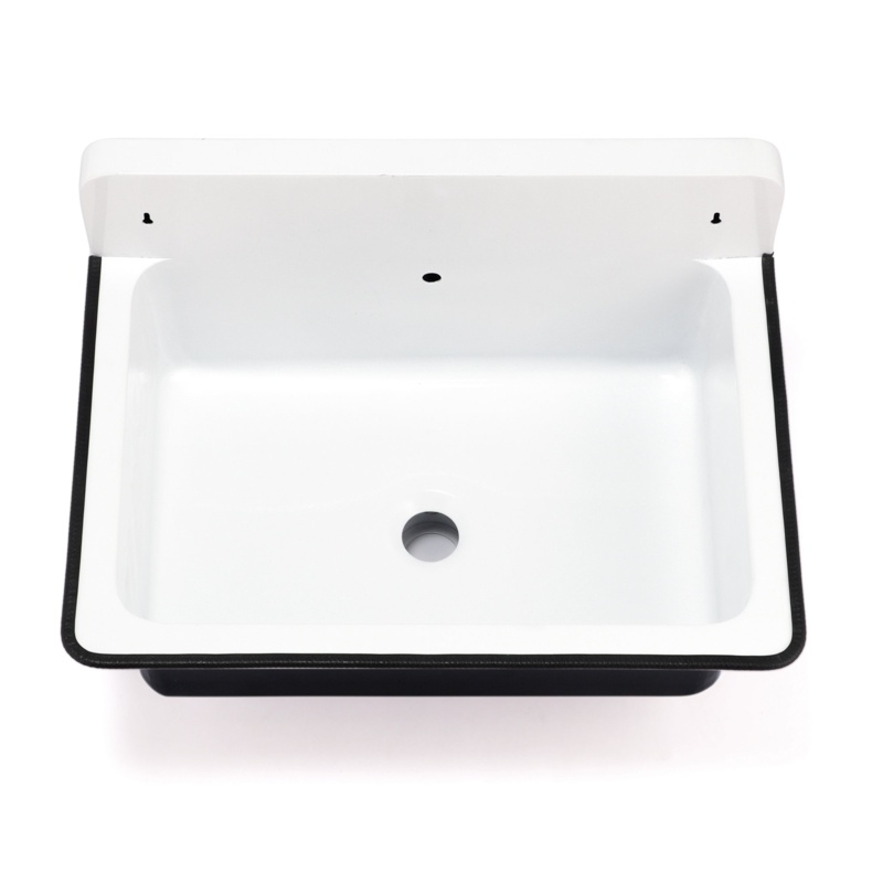 Nantucket Sinks Anchor 14" Black/White Metal Rectangular Wall Mount Bathroom Sink with Overflow