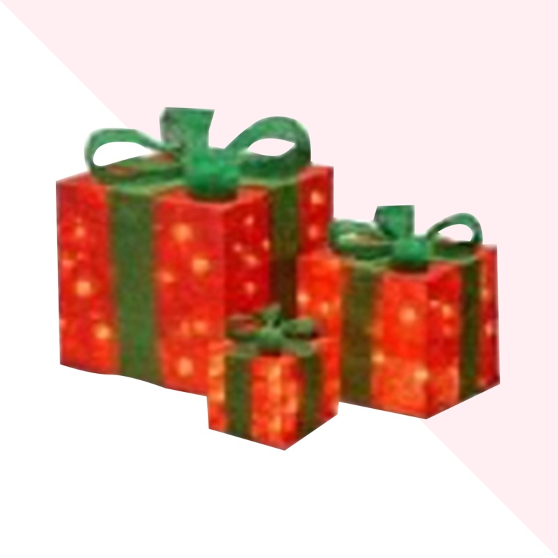 Natural Fraser Fir 3 Piece Gift Boxed Christmas Decoration Lighted Display Set
