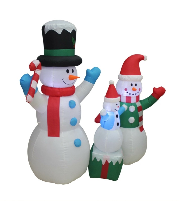 North Pole Santa Claus Snowman and Penguin Inflatable