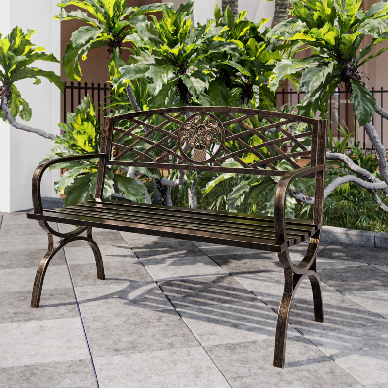 Olguin Metal Outdoor Bench