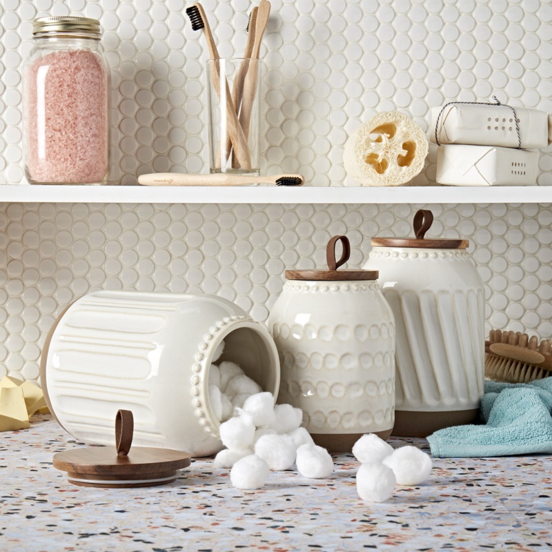 On the Counter 3PC Ziggy Canisters With Acacia Wood Lid