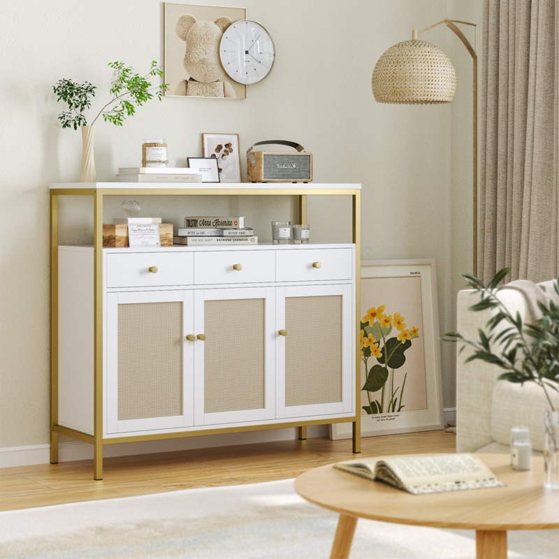 Osakis 41.7" Width 3 Rattan Doors Accent Cabinet