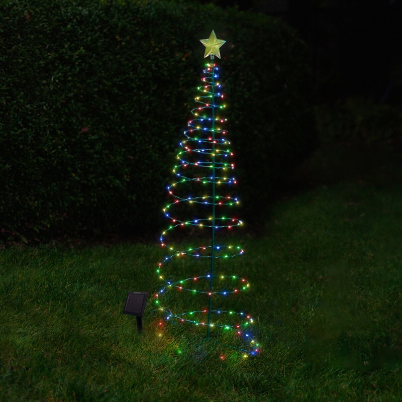 Outdoor Solar Pre-Lit LED Spiral Christmas Tree
