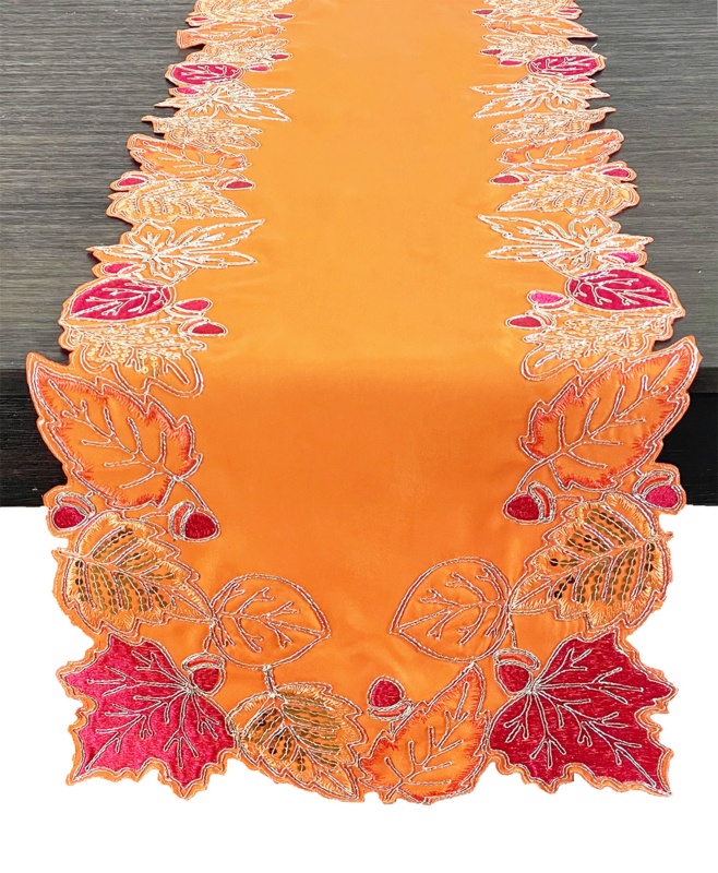 Oyee Rectangle Floral Thanksgiving Polyester Table Runner