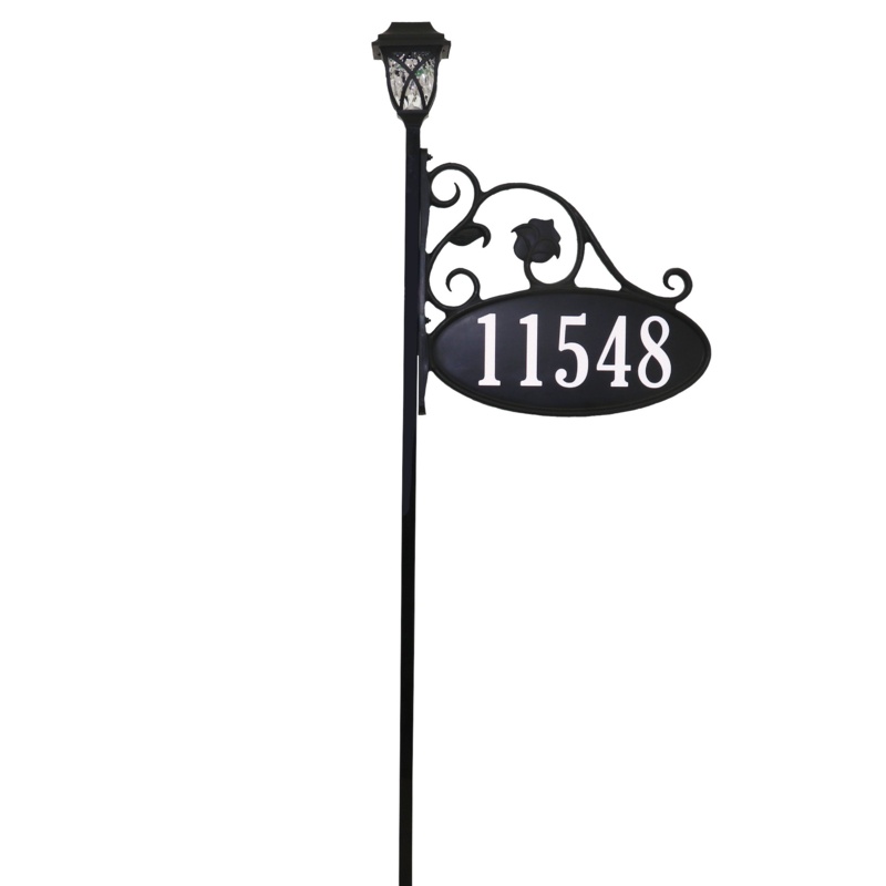Park Place Oval Double Sided Reflective Address Sign With Solar Light- 48"