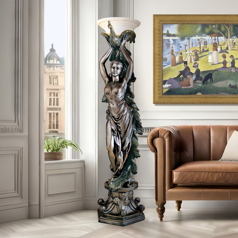 Peacock Goddess 74.5'' Torchiere Floor Lamp