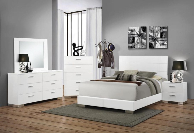 Pellingham Panel Bedroom Set Glossy White