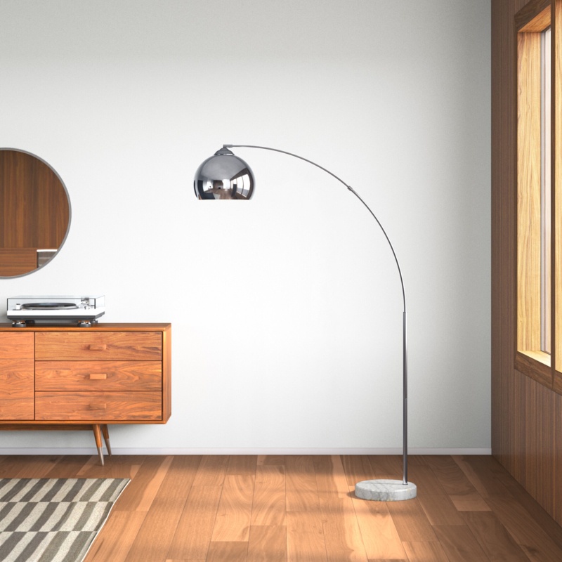 Perlis Teamson Home Arquer 66.93" Arc Floor Lamp with Faux Marble Base