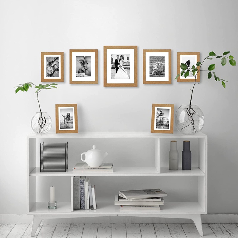 Picture Frame Set, 7 Pieces with One 11 x 14, Two 8 x 10, and Four 5 x 7 - Collage Wall Decor