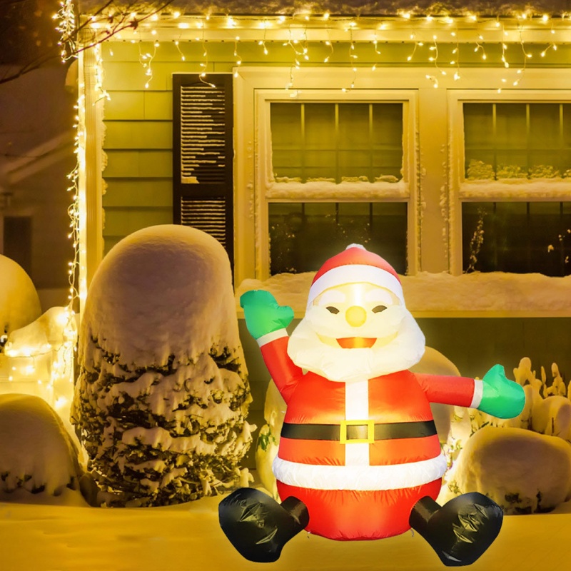 PMU Christmas - Holiday Inflatable Decorations 4ft Sitting Santa Claus (1/pkg)