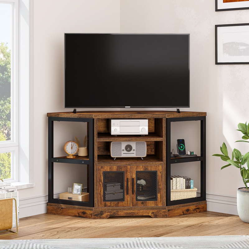 Preiss 47" Corner TV Stand with Media Storage for TVs up to 50" For Living Room