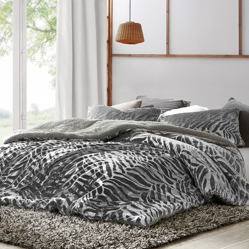 Primal Zebra Coma Inducer Velvet Duvet Cover Set