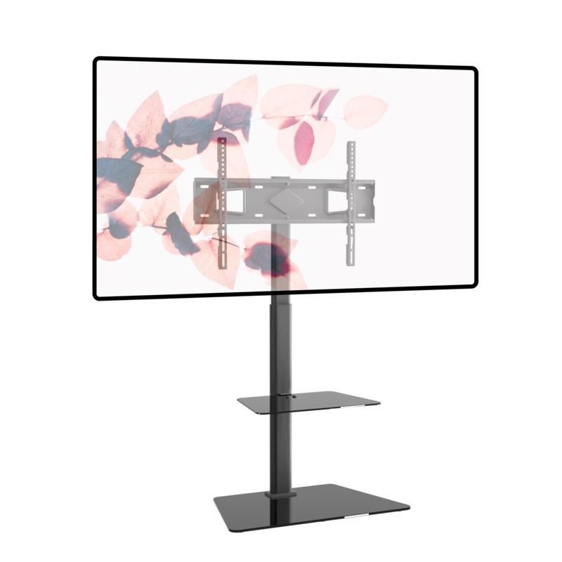ProMounts Swivel Floor Stand TV Mount with Shelf for 37 to 72 Inch Screens, Holds up to 88Lbs