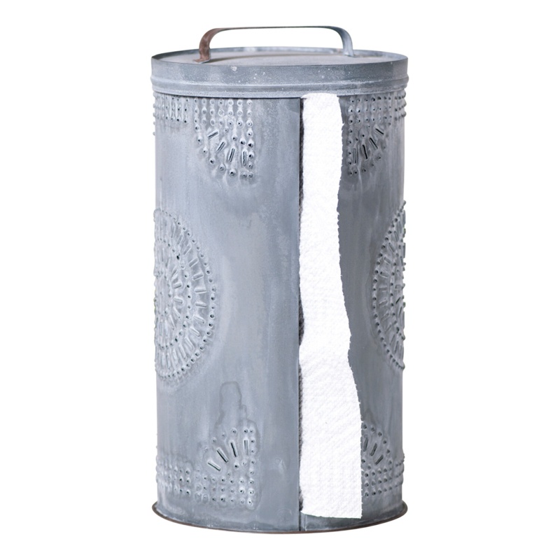 Punched Tin Free Standing Paper Towel Holder