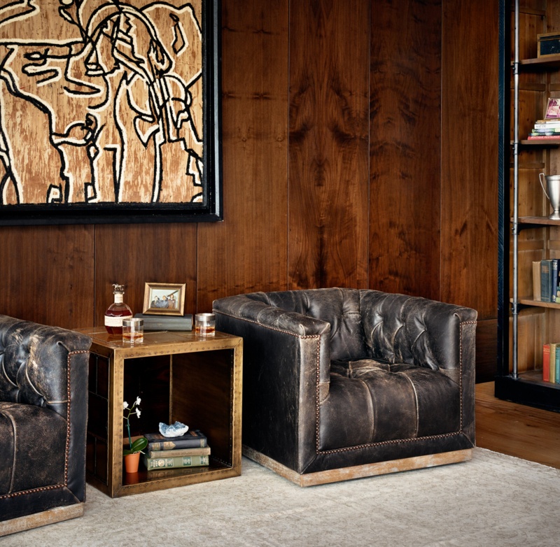 Pylle Hill Leather Swivel Club Chair