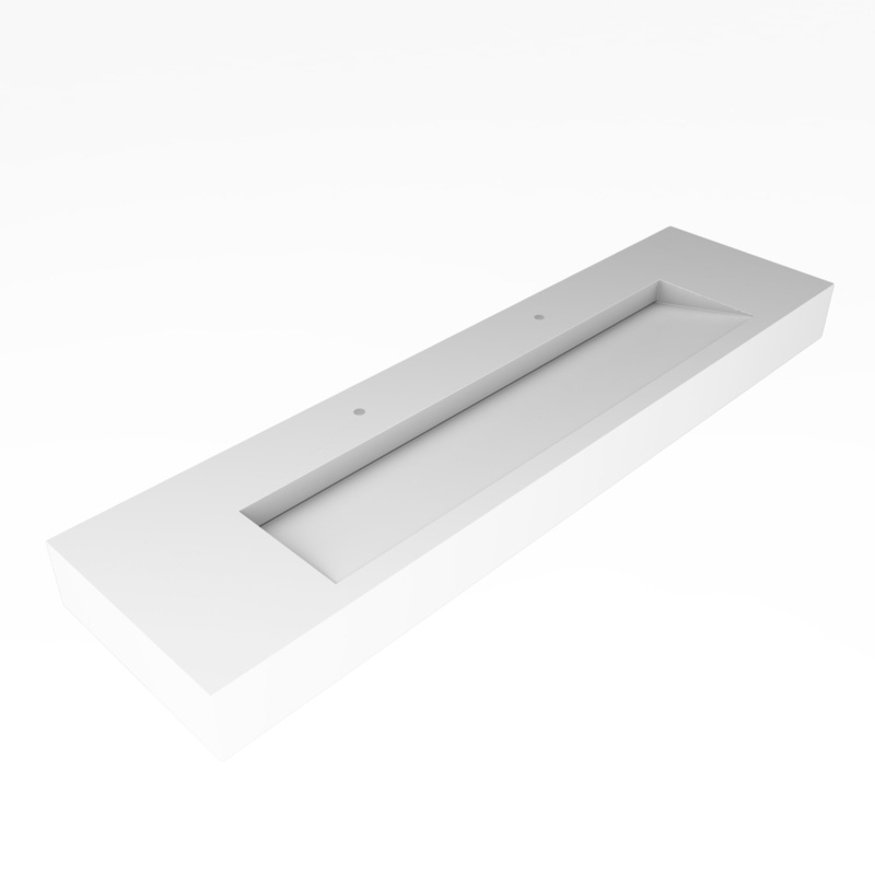 Pyramid 72" Rectangular Vessel Bathroom Sink with Ramp Basin
