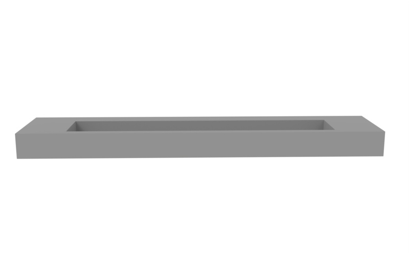 Pyramid 84" Modern Rectangular Wall Mount Bathroom Sink for Wall Mount Faucets
