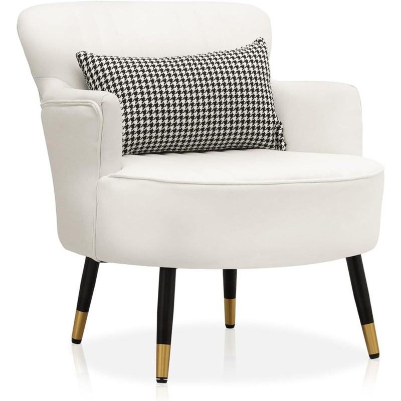 Quinterria Faux Leather Accent Chair Upholstered Leisure Armchair With Cushion Living Room