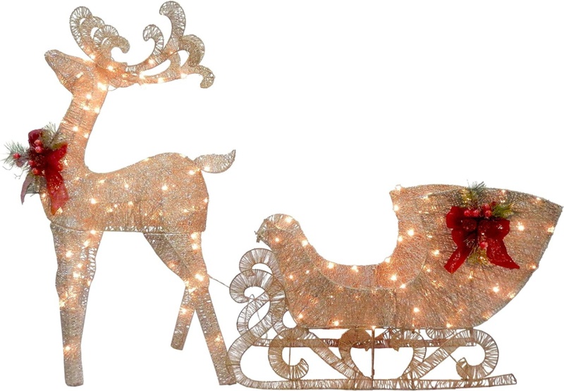 Reindeer And Santa's Sleigh Christmas Decoration