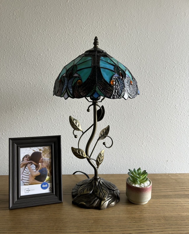 Righer 20" H Tiffany Table Lamp Stained Glass Bulb Included