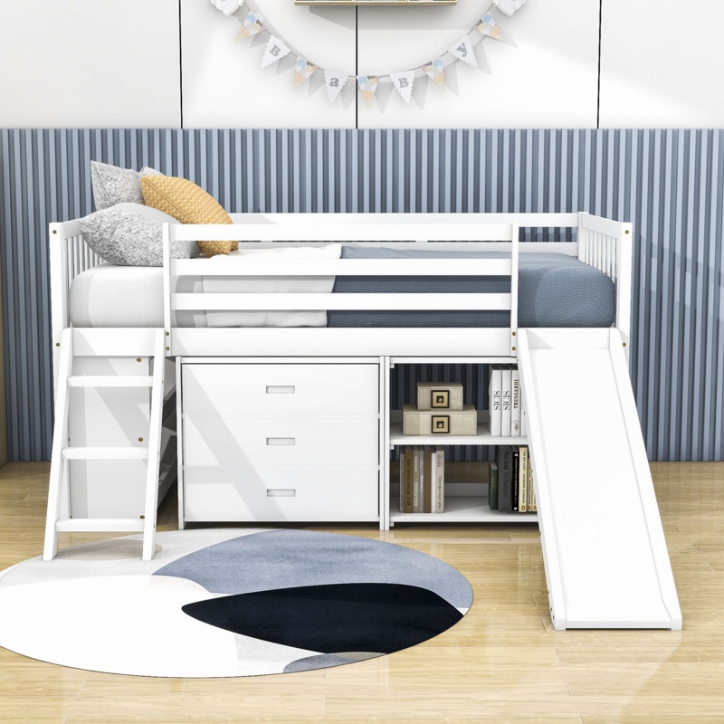 Rosati Kids Twin Loft Bed with Drawers