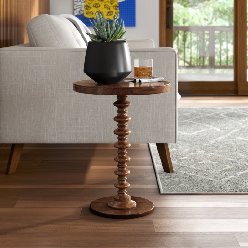 Rosena Solid Wood Pedestal End Table