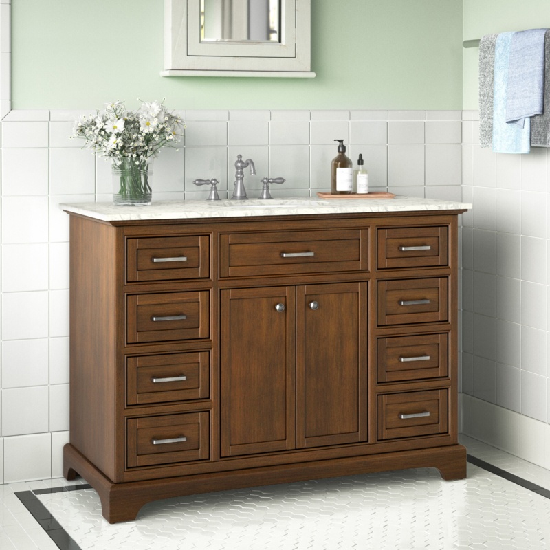 Rossi 48'' Free Standing Single Bathroom Vanity with Marble Top