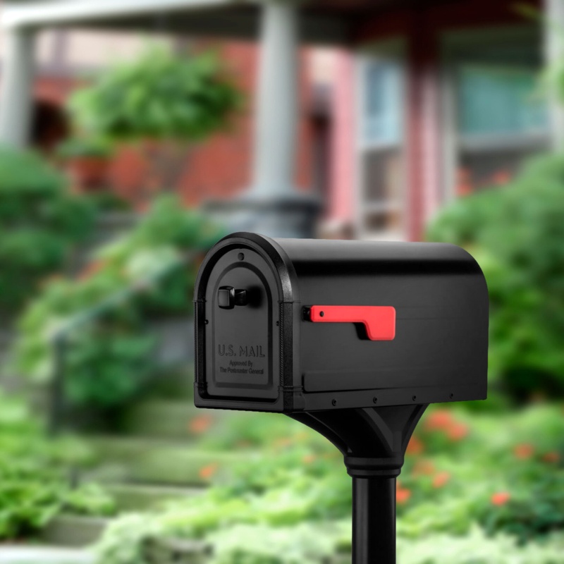 Roxbury Steel Post Mounted Mailbox with Magnetic Closure