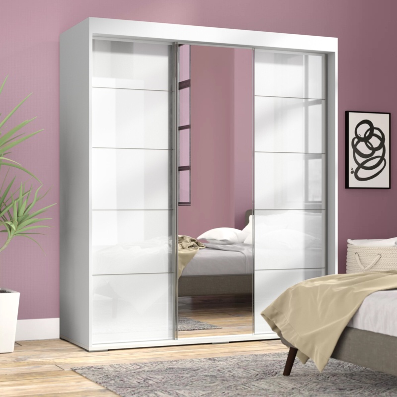 Rushawn 3 Door Modern High Gloss Armoire