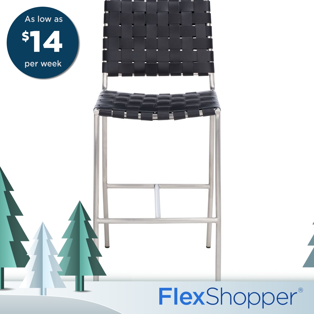 Safavieh Olenna Woven Counter Stool - 20" W X 22" D X 40" H - Black/silver