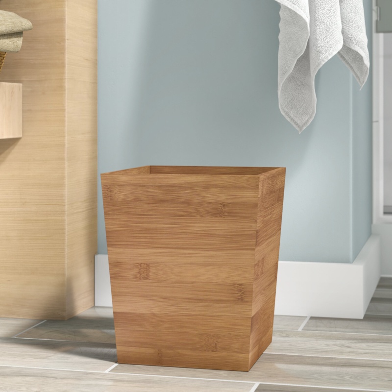 Sarujan 2.5 Gallons Solid Wood Open Waste Basket