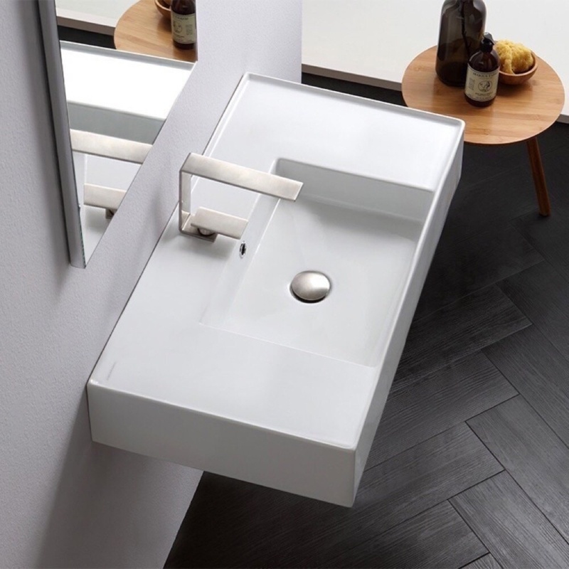 Scarabeo By Nameeks 17.4'' Glossy White Ceramic Rectangular Wall Mount Bathroom Sink with Overflow