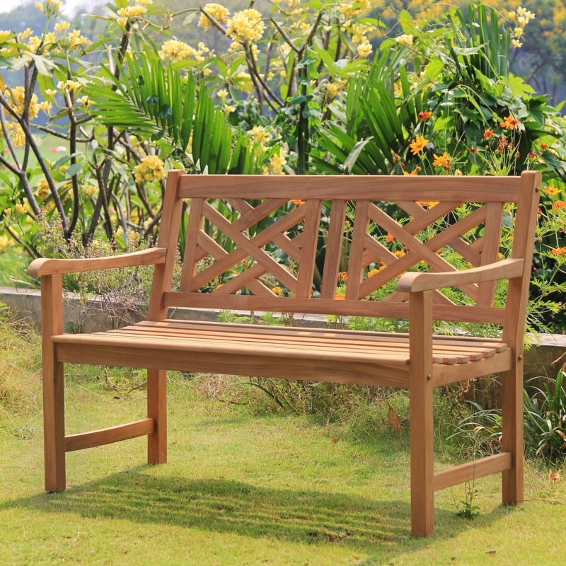 Schank Teak Outdoor Patio Garden Bench