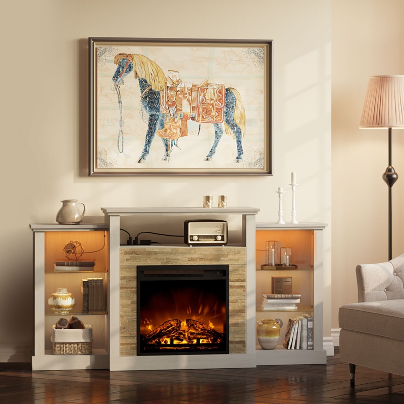 Scribner TV Stand For TVs Up To 31.5" with Fireplace Included