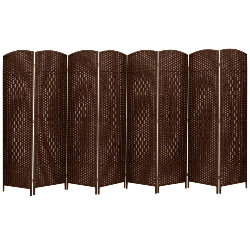 Sebeka 8 Panels Room Divider 6 FT Tall Weave Fiber Privacy Screen Freestanding Double Folding Screen