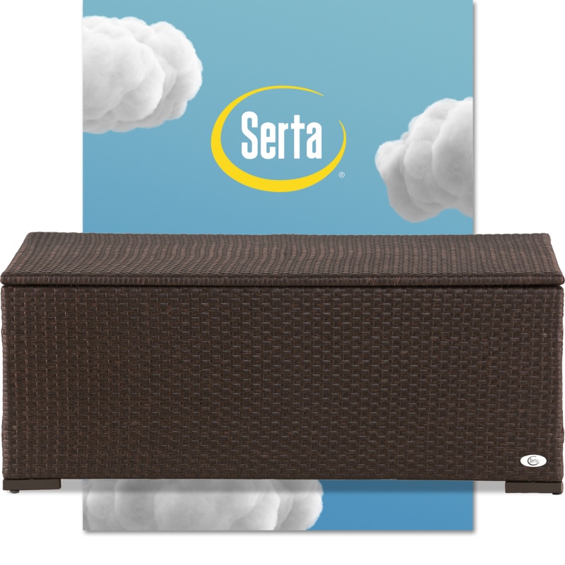 Serta Laguna Outdoor Patio Furniture Collection Storage Coffee Table, Brown Wicker