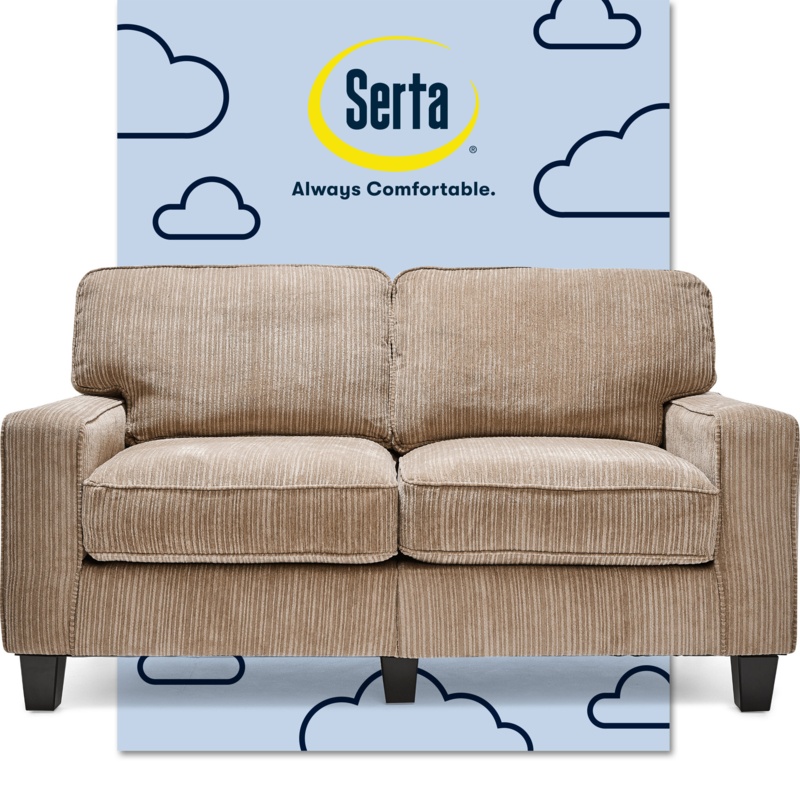 Serta Palisades Upholstered Tool-Free Assembly Square Arm 61" Loveseat for Living Room