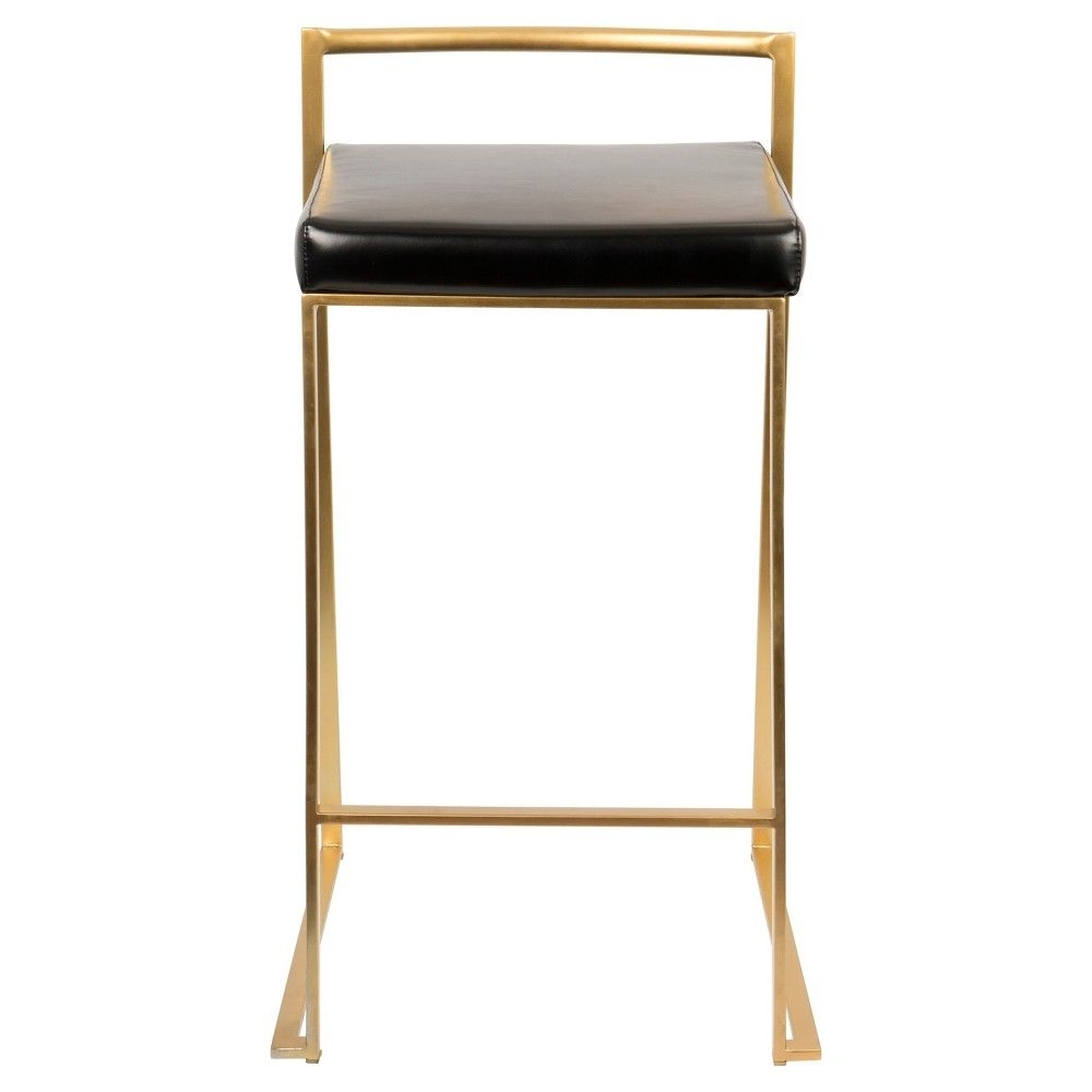 Set of 2 27" Fuji Contemporary Counter Height Barstool Black - Lumisource