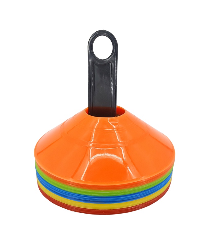 Set of 50 Sports Cones with Carrying Mesh Bag and Base Stand Coach Training