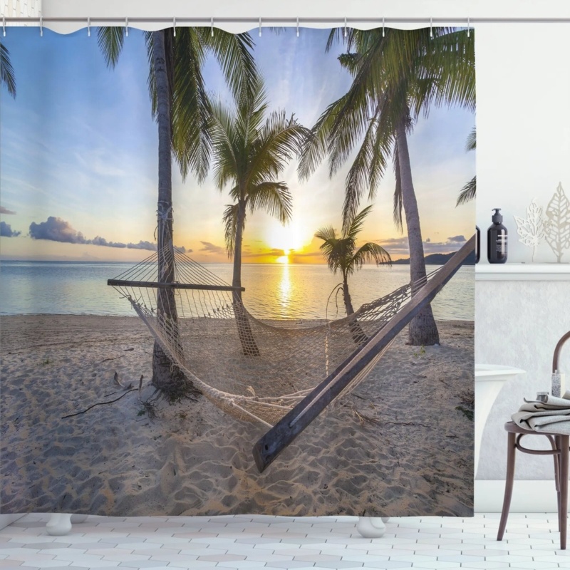 Shower Curtain with Hooks Included